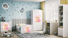 Bed babydreams white teddybear butterflies with drawer with non-flammable mattress 160/80