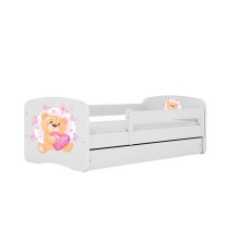 Bed babydreams white teddybear butterflies with drawer with non-flammable mattress 140/70