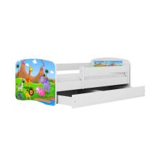 Bed babydreams white safari with drawer with non-flammable mattress 160/80
