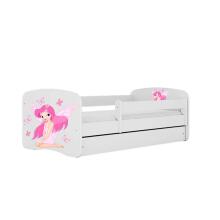 Bed babydreams white fairy with butterflies with drawer with non-flammable mattress 180/80