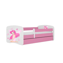 Bed babydreams pink fairy with butterflies with drawer with non-flammable mattress 160/80