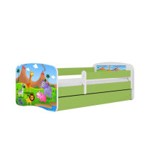 Bed babydreams green safari with drawer with non-flammable mattress 160/80