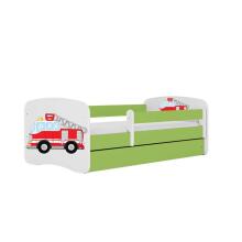 Bed babydreams green fire brigade with drawer with non-flammable mattress 180/80