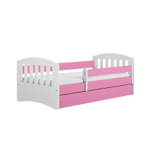 Bed classic 1 pink with drawer with non-flammable mattress 180/80