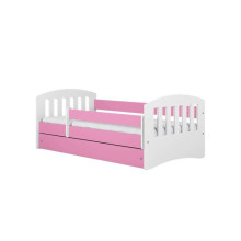 Bed classic 1 pink with drawer with non-flammable mattress 160/80
