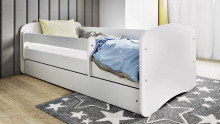 Babydreams white bed without a pattern with a drawer, coconut mattress 180/80