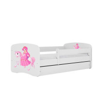 Babydreams white princess bed on a horse with a drawer, coconut mattress 160/80