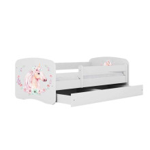 Bed babydreams white horse with drawer with non-flammable mattress 140/70