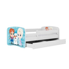 Bed babydreams white frozen land with drawer with non-flammable mattress 160/80