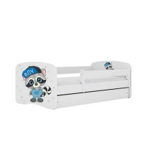 Bed babydreams white raccoon with drawer with non-flammable mattress 140/70