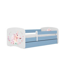 Bed babydreams blue horse with drawer with non-flammable mattress 160/80
