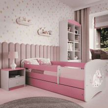 Bed babydreams pink horse with drawer with non-flammable mattress 160/80