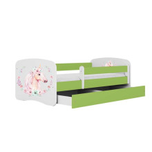 Bed babydreams green horse with drawer with non-flammable mattress 160/80