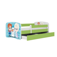 Bed babydreams green frozen land with drawer with non-flammable mattress 160/80