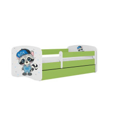 Bed babydreams green raccoon with drawer with non-flammable mattress 180/80