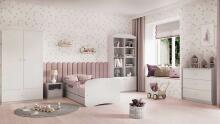 Babydreams white bed without a pattern with a drawer, latex mattress 160/80
