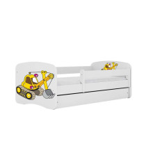 Bed babydreams white digger with drawer with non-flammable mattress 180/80