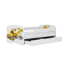 Bed babydreams white digger with drawer with non-flammable mattress 180/80