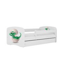 Bed babydreams white baby dino with drawer with non-flammable mattress 160/80