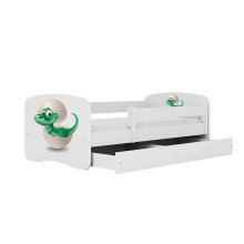 Bed babydreams white baby dino with drawer with non-flammable mattress 140/70