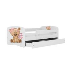 Bed babydreams white teddybear flowers with drawer with non-flammable mattress 160/80