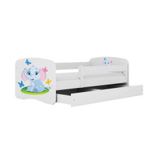 Bed babydreams white baby elephant with drawer with non-flammable mattress 140/70