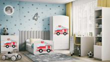 Bed babydreams white fire brigade with drawer with non-flammable mattress 140/70