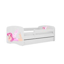 Bed babydreams white fairy with wings with drawer with non-flammable mattress 180/80