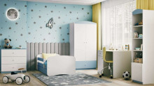 Babydreams blue bed without a pattern with a drawer, latex mattress 180/80
