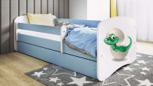 Bed babydreams blue baby dino with drawer with non-flammable mattress 160/80