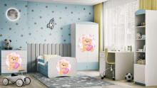 Bed babydreams blue teddybear butterflies with drawer with non-flammable mattress 160/80