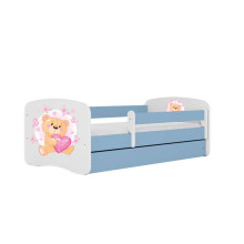 Bed babydreams blue teddybear butterflies with drawer with non-flammable mattress 160/80