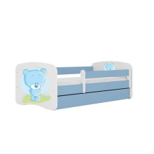 Bed babydreams blue blue teddybear with drawer with non-flammable mattress 160/80