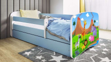 Bed babydreams blue safari with drawer with non-flammable mattress 140/70