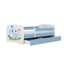Bed babydreams blue baby elephant with drawer with non-flammable mattress 180/80