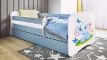 Bed babydreams blue baby elephant with drawer with non-flammable mattress 180/80