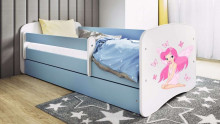 Bed babydreams blue fairy with butterflies with drawer with non-flammable mattress 140/70