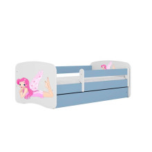 Bed babydreams blue fairy with wings with drawer with non-flammable mattress 160/80