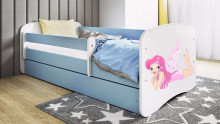 Bed babydreams blue fairy with wings with drawer with non-flammable mattress 180/80