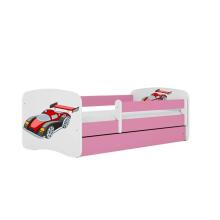 Bed babydreams pink racing car with drawer with coconut mattress 160/80