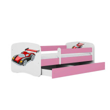 Bed babydreams pink racing car with drawer with non-flammable mattress 180/80