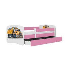 Bed babydreams pink truck with drawer with non-flammable mattress 180/80