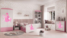Babydreams pink princess on a horse bed with a drawer latex mattress 180/80