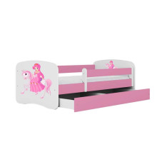 Bed babydreams pink princess on horse with drawer with non-flammable mattress 140/70
