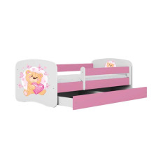 Bed babydreams pink teddybear butterflies with drawer with non-flammable mattress 160/80