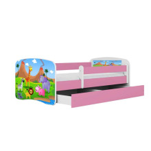 Bed babydreams pink safari with drawer with non-flammable mattress 140/70
