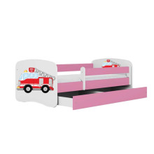 Bed babydreams pink fire brigade with drawer with non-flammable mattress 140/70