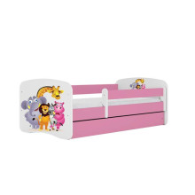 Bed babydreams pink zoo with drawer with non-flammable mattress 160/80