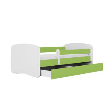 Bed babydreams green without pattern with drawer with non-flammable mattress 180/80