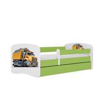 Bed babydreams green truck with drawer with non-flammable mattress 140/70